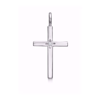 Sølv kors med zirkonia (22x15 mm) - GSD